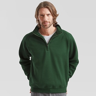 Fruit of the Loom Premium Zip Neck Sweat - bottle green