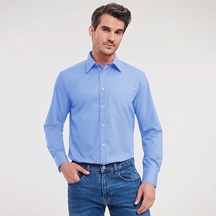 Russell Men´s Long Sleeve Fitted Polycotton Shirt 924M - corporate blue