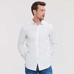 Russell Men´s Long Sleeve Fitted Stretch Shirt 960M - white