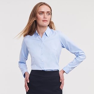 Russell Ladies´ Long Sleeve Tailored Herringbone Shirt 962F - light blue