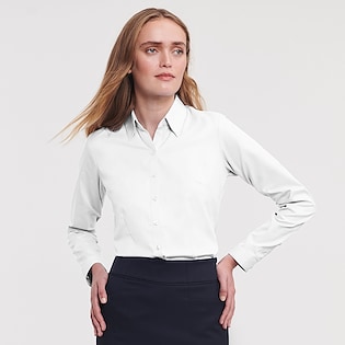 Russell Ladies´ Long Sleeve Tailored Herringbone Shirt 962F - white