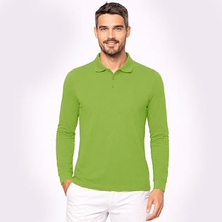Kariban Bell Men's Long-Sleeved Polo Shirt - lime