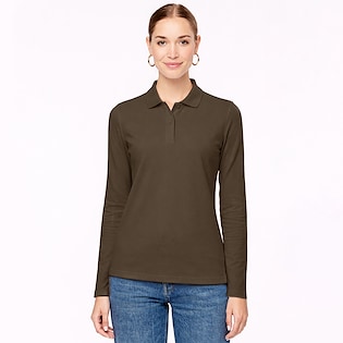 Kariban Tory Women's Long-Sleeved Polo Shirt - dark khaki